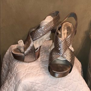 Silver Sequin Platform Crisscross Sandal